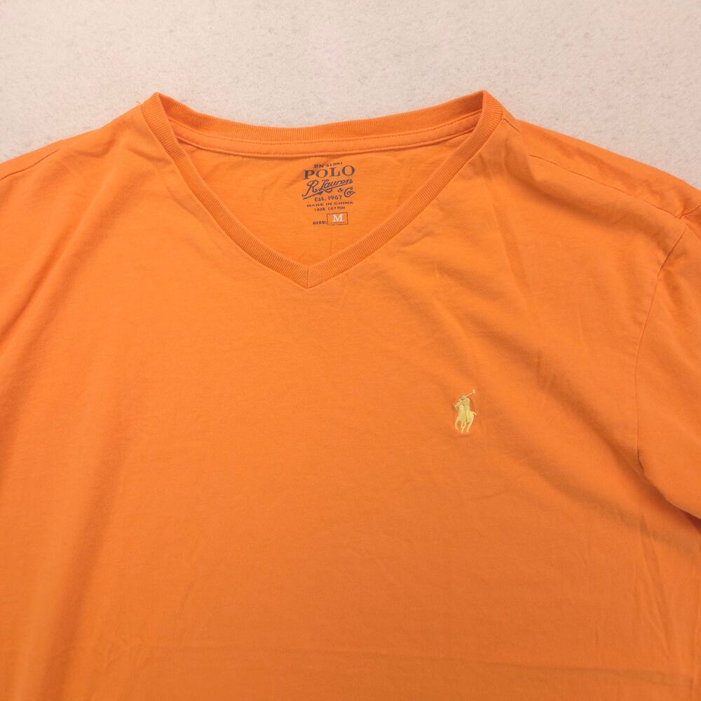 Polo Ralph Lauren V Neck Short Sleeve Shirt Mens Size Medium M Orange